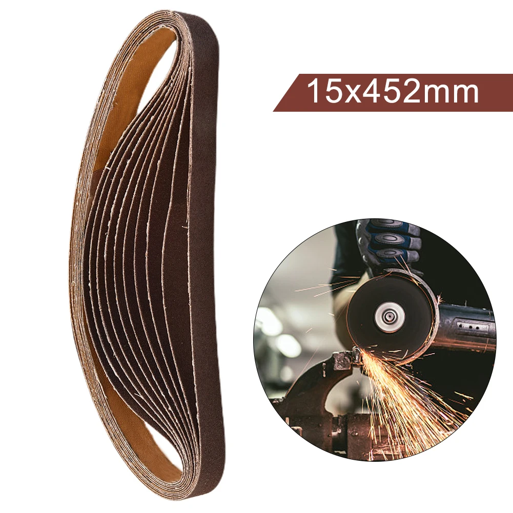 Sanding Belts 60-600-Grit Abrasive Bands For 15x452 Mm M10 Sanders File Sanders Belt Wood Soft Metal Polishing 10 PCS/Set electric sander belt sander sanding paper cordless sander pneumatic sander