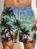 Summer Men's Loose Beach Shorts Drawstring Quick Dry Coconut Tree Shorts For Men 3D Print Casual  Sport Shorts for male 2