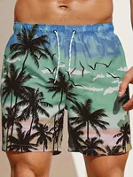 Summer Men's Loose Beach Shorts Drawstring Quick Dry Coconut Tree Shorts For Men 3D Print Casual  Sport Shorts for male 2
