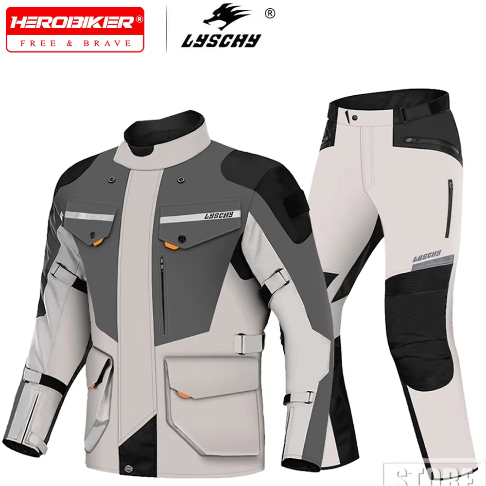 Motorcycle Jacket Motorcycle Clothing Motorcycle Jacket Pants Suit Waterproof Men Motorbike Riding Moto Jacket Protective Gear Armor Clothing