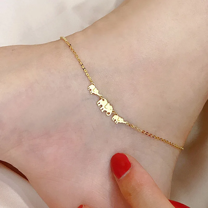 Metiseko S925 Sterling Silver Elephant Pendant Anklet for Women