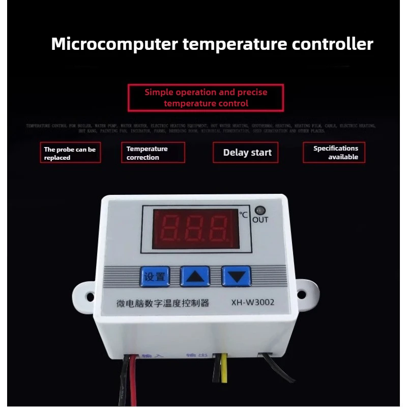 XH-W3002 마이크로컴퓨터 디지털 온도 조절기, 온도 조절 스위치, 온도 컨트롤러 디지털 디스플레이 0.1 정확도