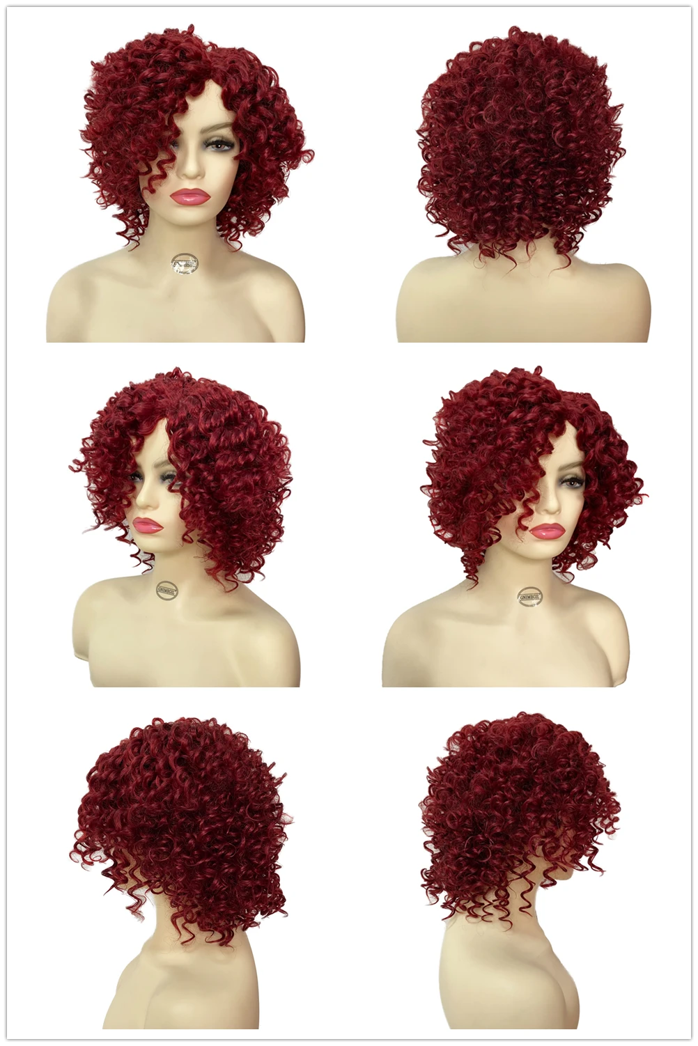 Synthetic African American Wig Natural Synthetic Short Afro Kinky Curly Wig Female Hair Ombre Brown Waving Wig for Woman Sale