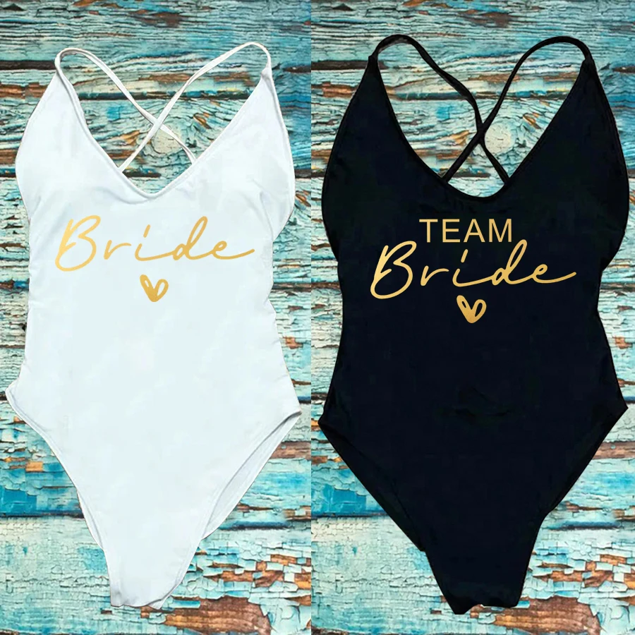Padded One Piece Swimsuit Women Team Bride Swimwear Bikini Summer Bathing Suit Plus Size Beachwear Bachelorette Party Lady one piece swimsuit women swimsuit