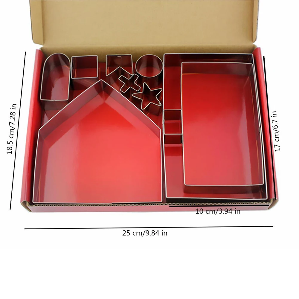Christmas Cookie Cutter Set Stainless Steel Gingerbread House Cookie Cutter Set Cake Biscuit Mold 10 Pcs cookie cutter baking mold cookie mould