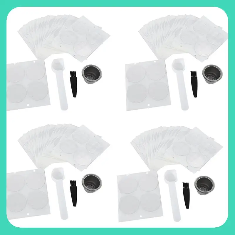 A54Z 4 Pods 100 Seals Refillable Nespresso Coffee Capsule Reusable For Nespresso Machine Espresso Coffee Maker Cup Filter