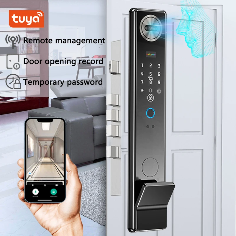 قفل باب ذكي مقاوم للماء ثلاثي الأبعاد للوجه Tuya ن...