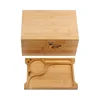 New Bamboo Storage Box with Lock Movable Rolling Tray Tea Cigarettes Operationed Trays Cut Tobacco Reel Handmade Large Stash Kit 4