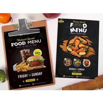 맞춤형 테이크아웃 메뉴 전단지 디자인 및 인쇄 서비스, A4, A5, 식당 전단지, 100 개, 200 개