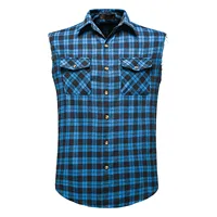 Summer Men's Sleeveless Loose Turn-down Collar Vest Shirts Casual Single-breasted Plaid Printed Shirt Plus Size Tank Tops#g3 - Image 2