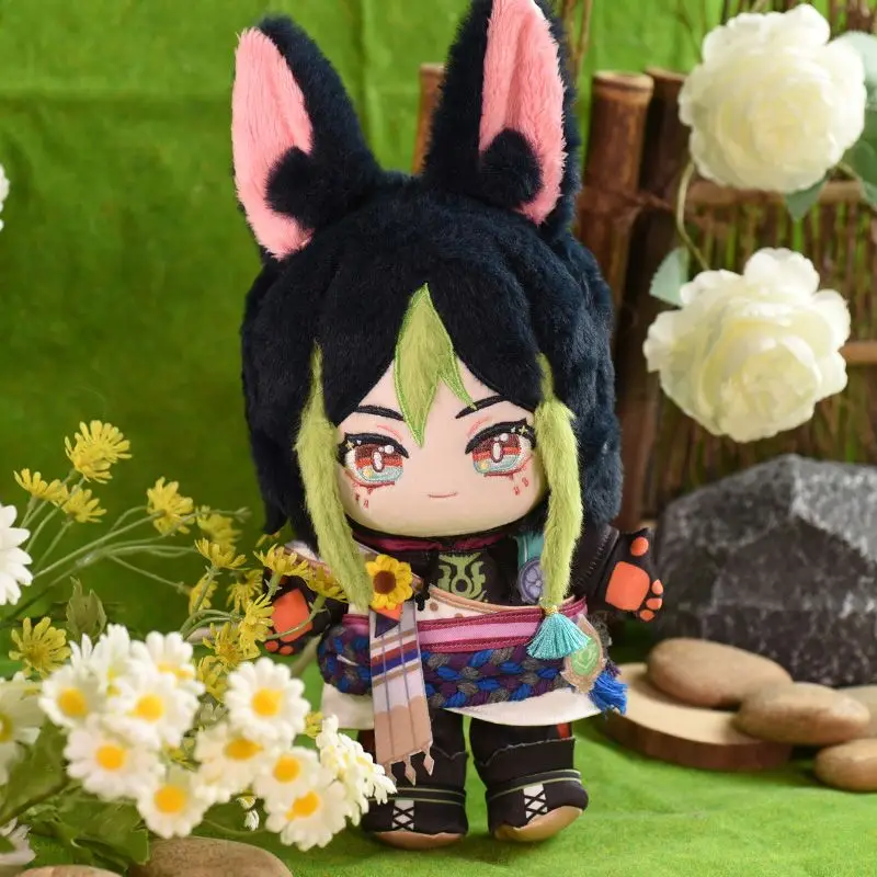 

20cm Tighnari Anime Game Genshin Impact Figure Plush Doll And Jungle Clothing Body Skeleton Changing Clothe Doll Christmas Gifts
