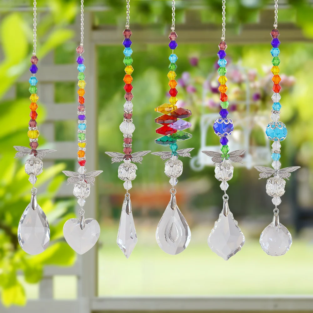 Sun Catchers Hanging Crystal Life Tree Stone Beads Prism Pendant Craft Wind  Chimes Window Home Garden Decoration ловец солнца