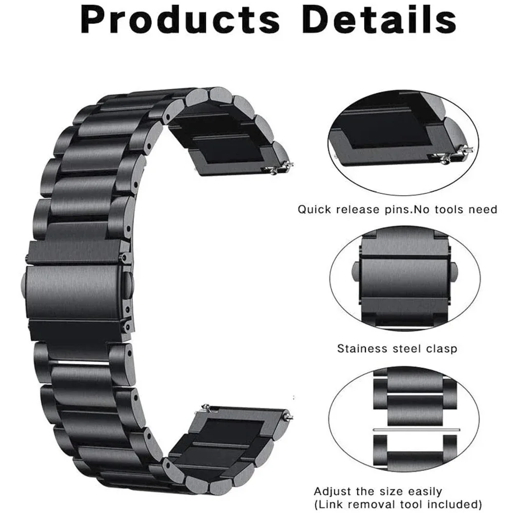 Sleek Metal Watch Bracelet Strap - 22/20mm Premium Design