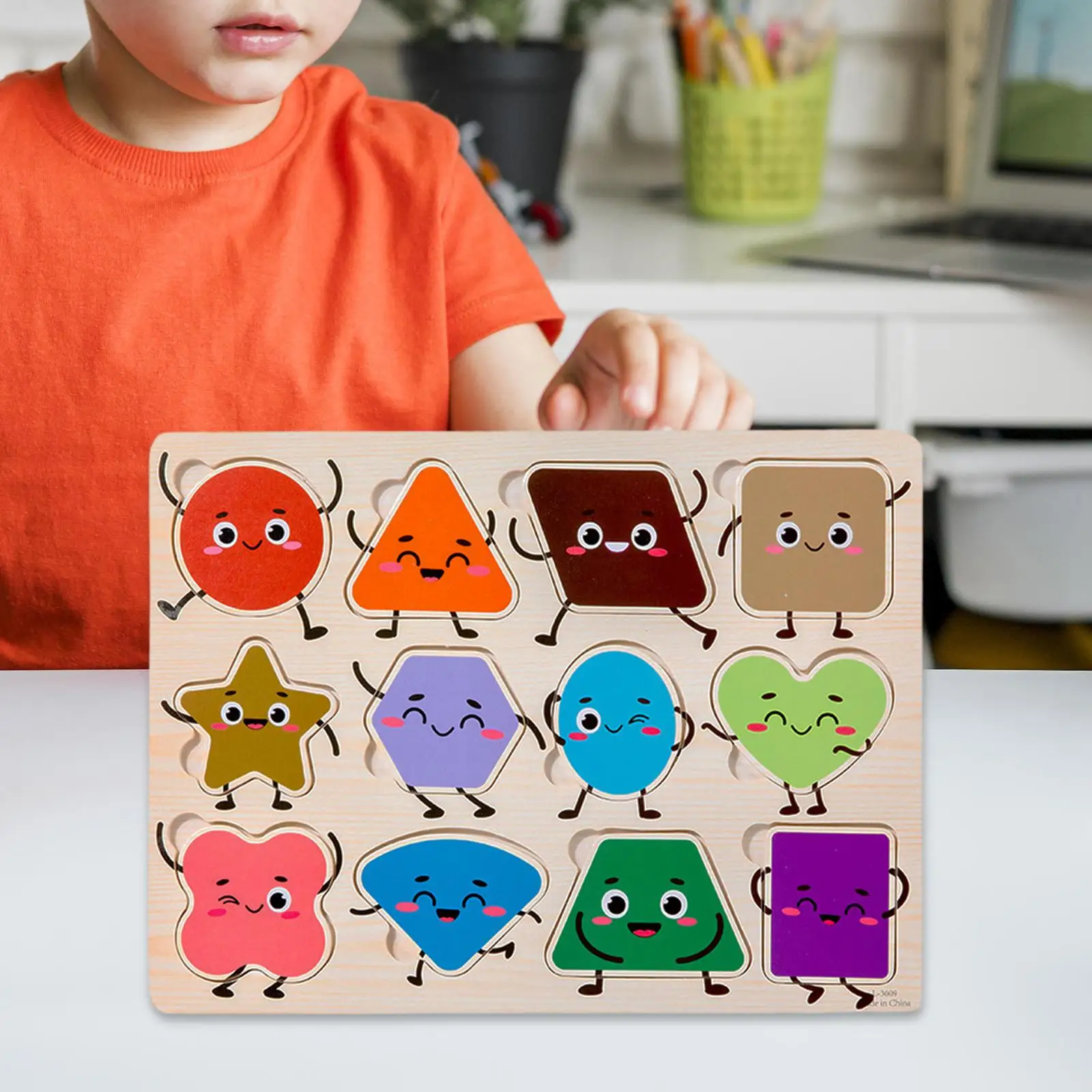 

Montessori Toy Wooden Shape Puzzles Developmental Toy Shape Blocks Toys Kids Valentines Gifts for Children 3 4 5 Birthday Gifts