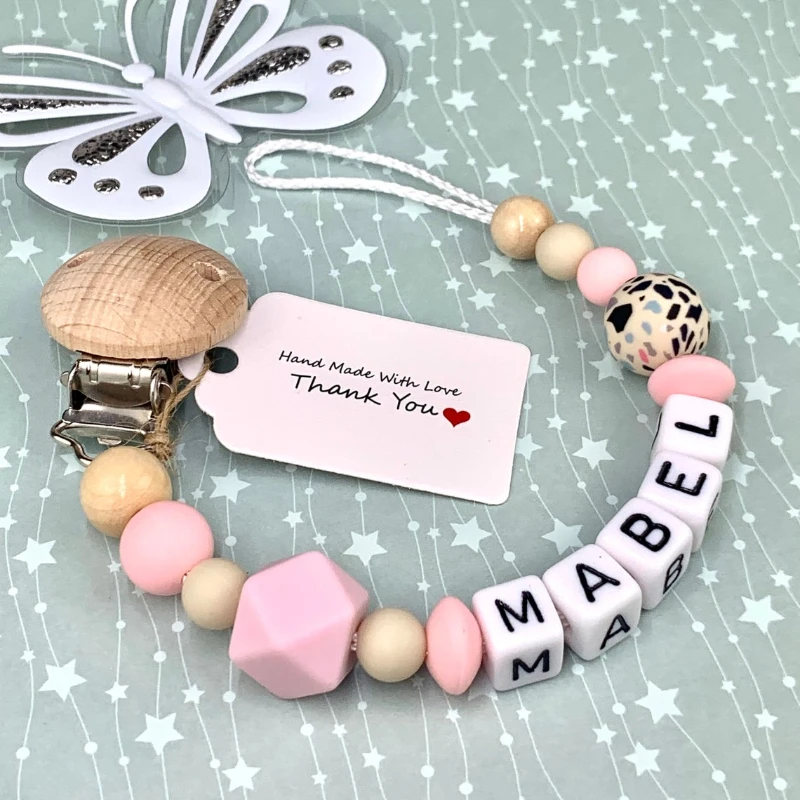 Wooden Dummy Clip Chain Pacifier Baby Gift Shower Silicone Dummy 