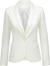 Womens Notched Lapel Pockets Button Work Office Blazer Jacket Suit
