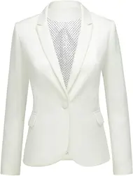 Womens entalhado lapela bolsos botão trabalho escritório blazer jaqueta terno