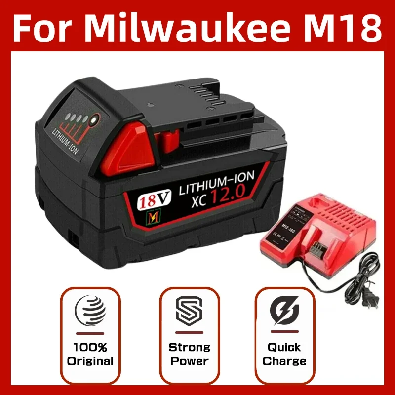 

18V 12.0Ah Replacement Lithium Battery for Milwaukee M18 XC 48-11-1860 48-11-1850 48-11-1840 48-11-1820 Cordless Power Tools