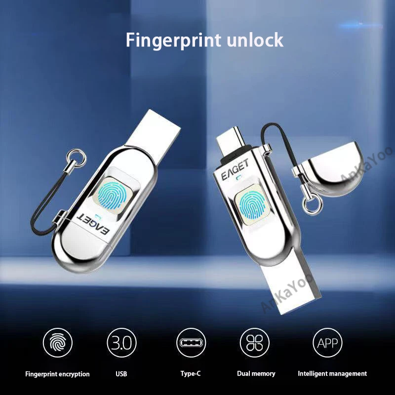 

Finger printverification EAGET FU68 U Disk Data Encryption Accurate Recognition Type-C InterfaceHi-Speed USB3.0 64GB 128GB