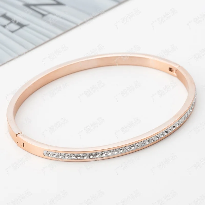 DOREMI 4mm Bangle Narrow Bar Engrave Logo Bracelet Women Custom Jewelry Zircon Crystal Stone Bangle