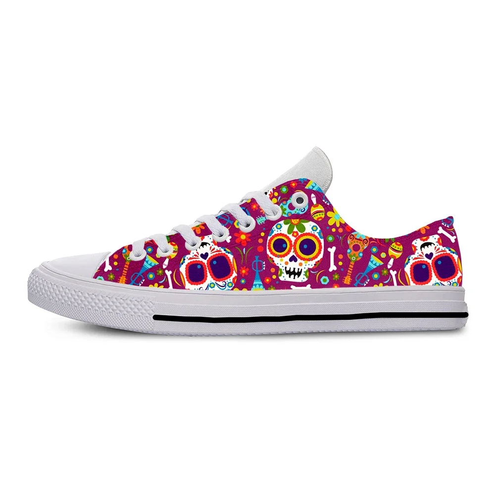 Hot Cool Day of The Dead Halloween Skull Hot Funny Fashion Sneakers Casual Cloth Shoes  Women Men Low Top Classic Board Shoes