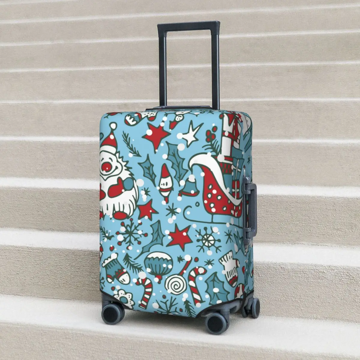 

Colorful Christmas Cartoon Suitcase Cover Funny Vacation Travel Practical Luggage Accesories Protection