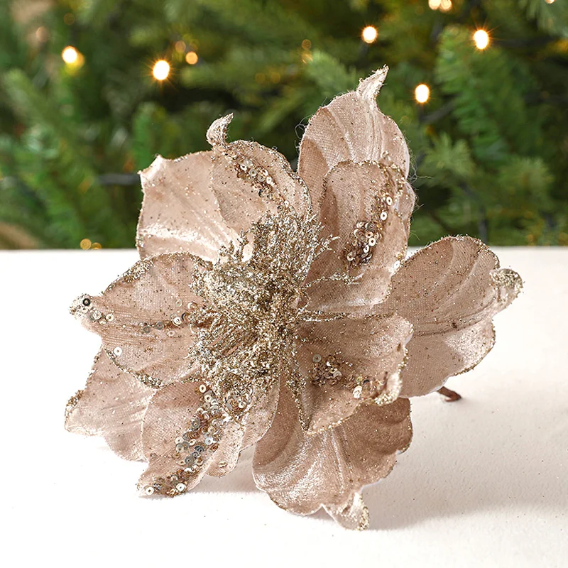 36 fiori di stella di Natale artificiali decorativi con glitter per