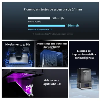 Presale Impressora 3D ANYCUBIC Photon Mono M7 MSLA 10 ”14K LCD Resina Impressora 3D Velocidade de Impressora 3D Até 150 mm/h Tamanho de Impressão 223*126*230mm