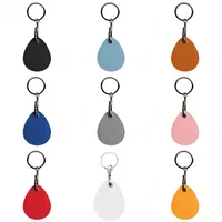 Leather Keychain  Doorlock Key Ring Access Card Bag Induction Waterproof ID Card Case Key Tag Protective Case 1