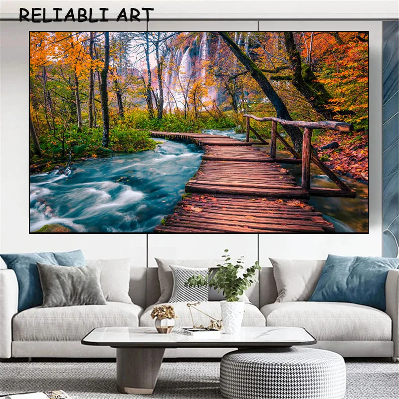 Modern Sea Sunset Landscape Canvas Painting Sky Ponte In Legno Poster E Stampe Wall Art For Living Room Home Decor No Frame