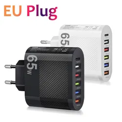 High-Speed 5-Port USB Charger with PD & QC 3.0 Technology - EU Plug (White)