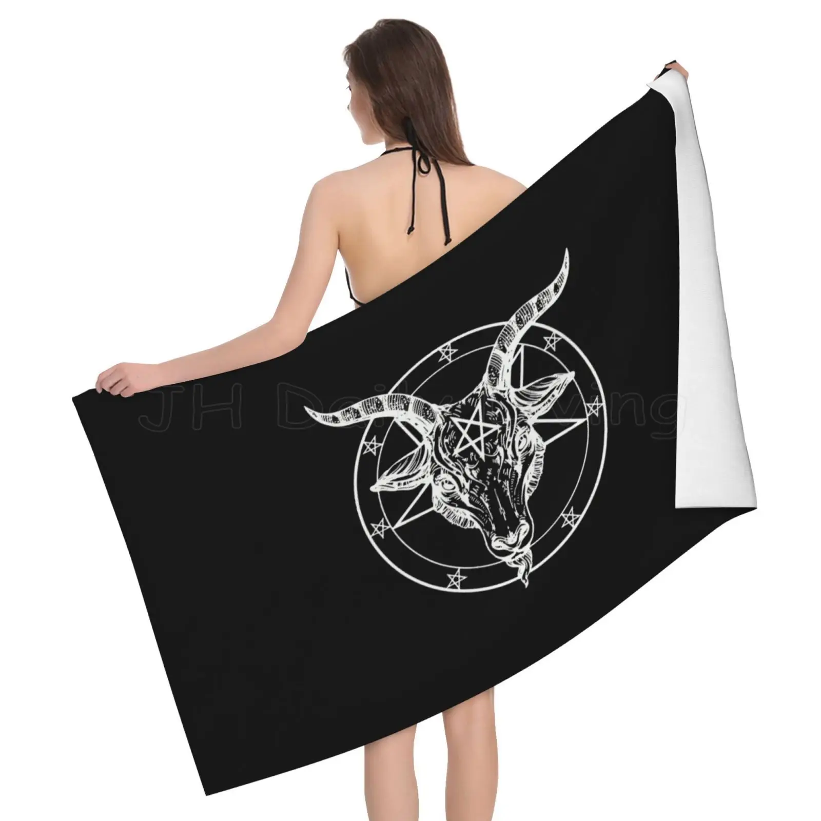 

Baphomet Pentagram Satantic Occult Church of Satan Goat Goth Bath Towel Microfiber Quick-Dry Beach Towel Large Towel 80x130cm