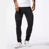 Men Fashion Casual Pencil Elasticity Jeans Male Multi Pocket Small Slim High Street Denim Pants Comfortable Wash Solid Trousers