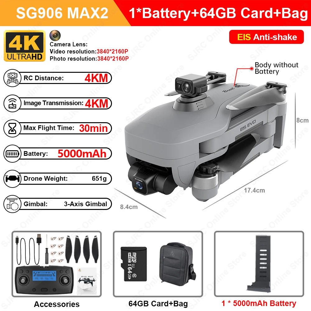 ZLL SG906 Max2 Drone With 4K HD Camera Dron Profesional 3-Axis