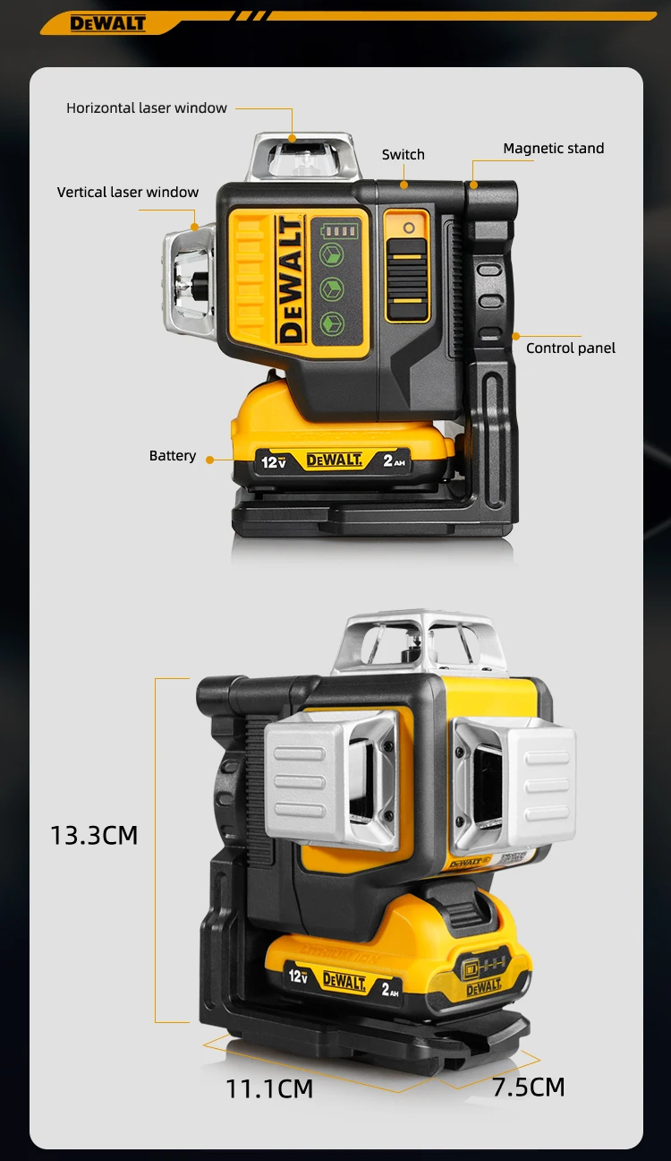 Description Picture 6 of itemDeWalt Laser level Leveling construction tools Laser levels machine 360 DW089LG 12 wires Cross nivel professional Tool Beam Lase