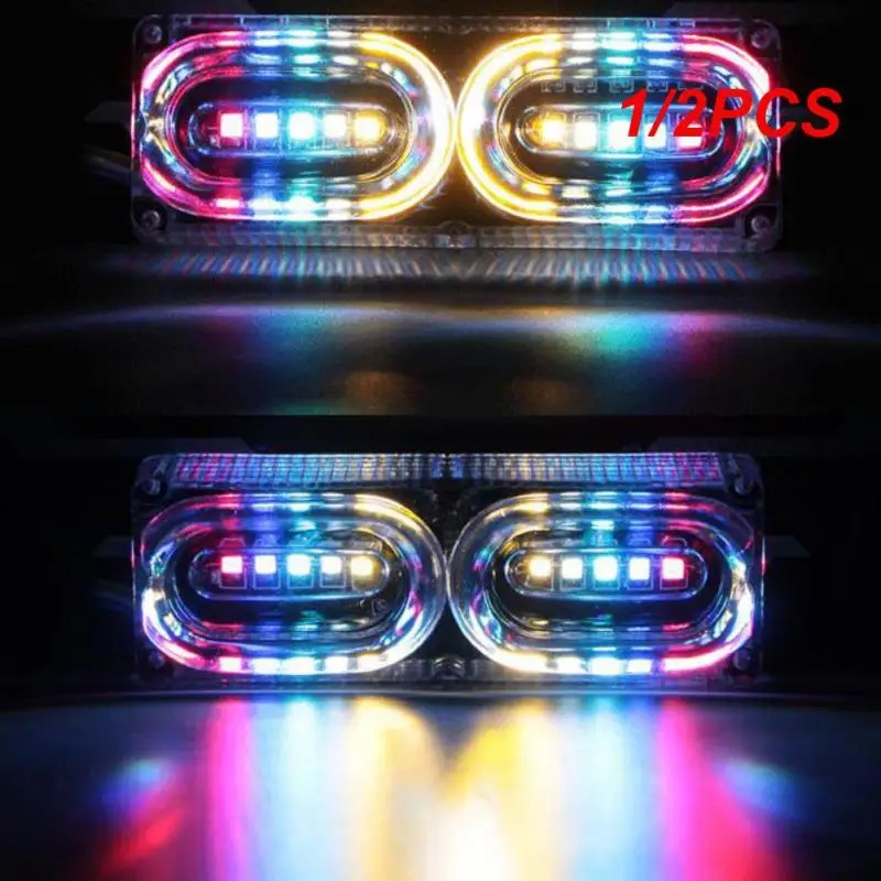 

1/2PCS Motorcycle DRL Strobe brake Lamp LED Flash Stop Light flow RGB colorful LED License Plate tai police warning light DC