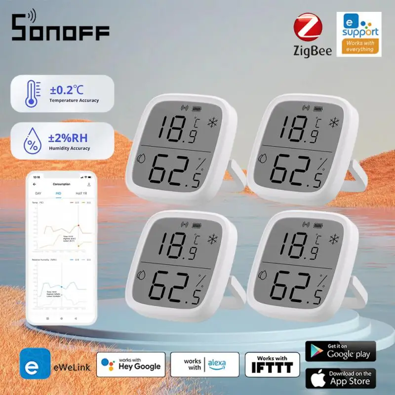 

Датчик температуры и влажности SONOFF SNZB-02D Zigbee, автоматизация умного дома, монитор в режиме реального времени Ewelink Alexa Google Home Assistant