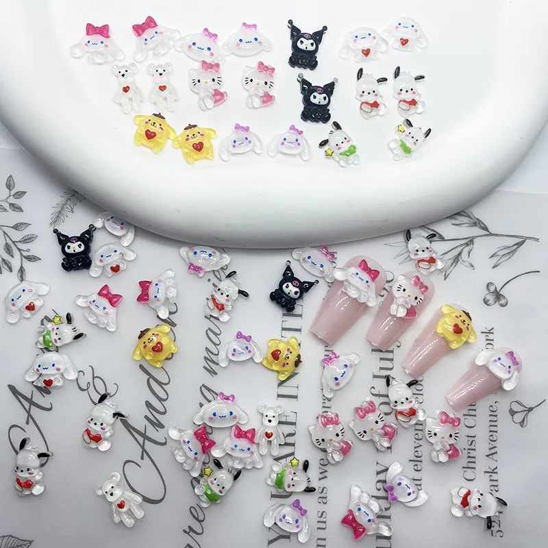 Anime Sanrio Hello Kitty Nail Charms Kawaii Cartoon Kuromi Nail Jewelry  Rhinestone Gems for Manicure Decration Accessories Gift