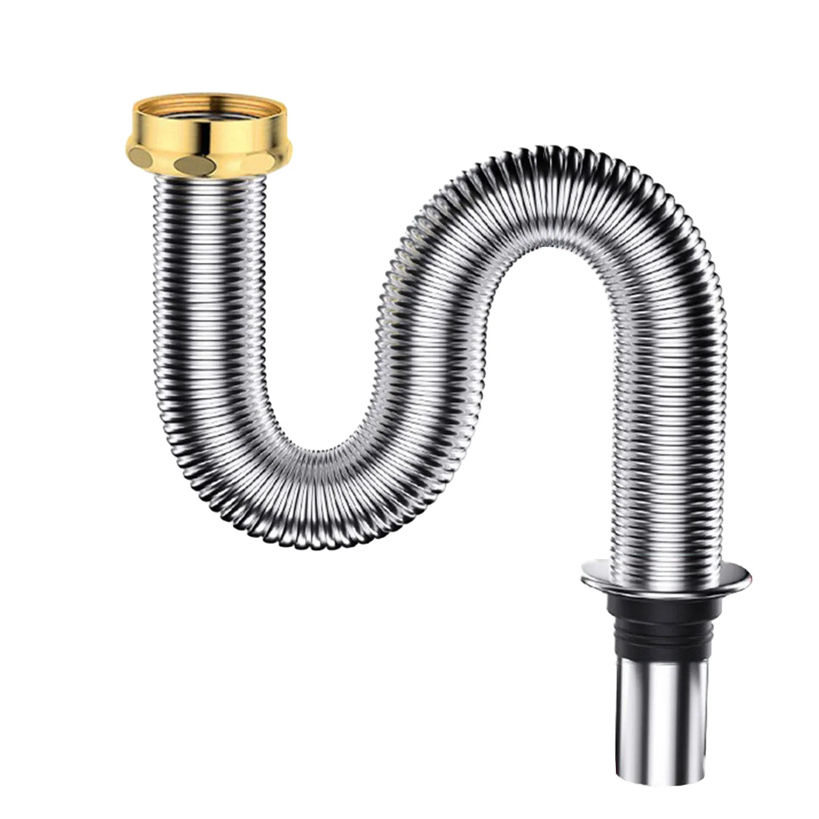 Sink Drain Pipe 40/60cm Stainless Steel Sink Siphon Waste Drain Flexible Pipe Hose Bathroom Kitchen Accessories