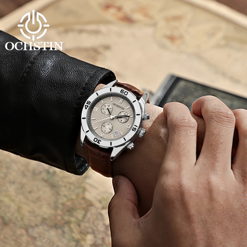 OCHSTIN Hot Model 2024 Mariner Series Atmosphere Simple Waterproof Watch Multifunction Quartz Movement Men's Quartz Watch