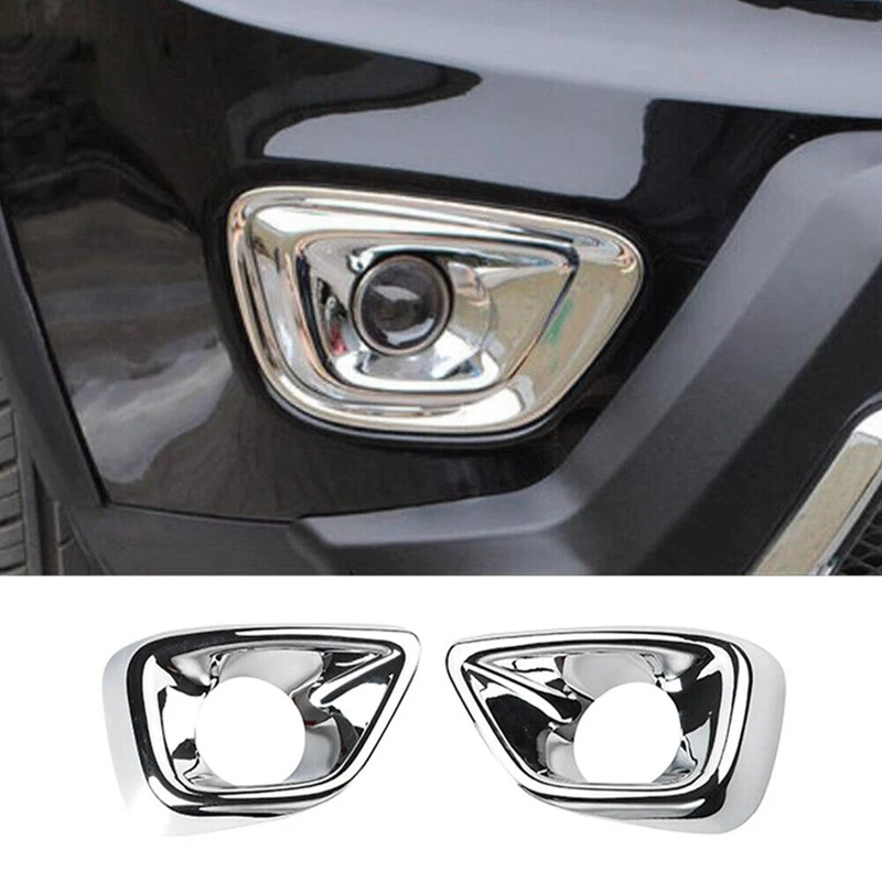 2PCS Replace Front ABS Chrome Car Accessories Car Fog Light Lamp Cover Trim For Jeep Compass