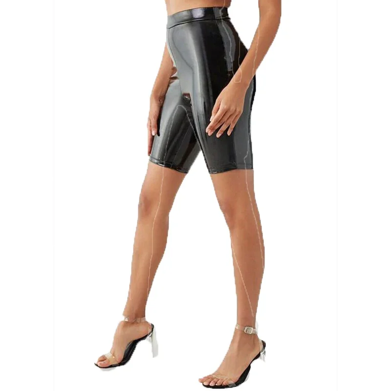 Women's Sexy Tight Leather Shorts, PVC Slim Motion Shorts, Versatile High Waist Summer Streetwear, Plus Size, New, 2023, Custom