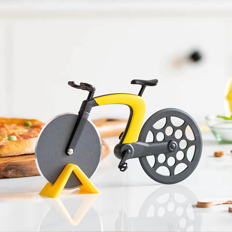 Creative Pizza Cutter Bicycle Shape Pizza Cutter Reusable Slicer Picnic Practical Stainless Steel Kitchen Accessories