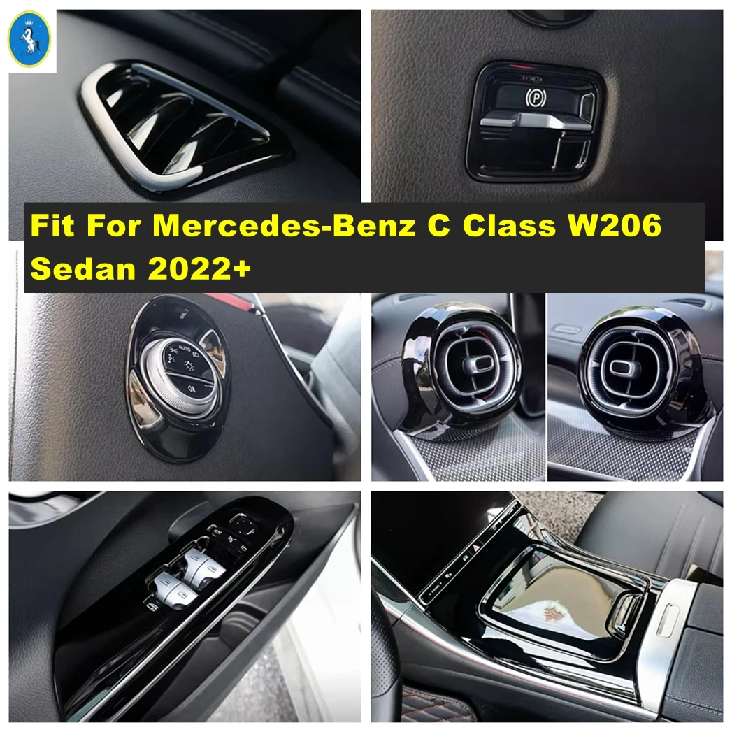 

Glass Switch / Air Outlet / Headlight Switch Cover Trim Fit For Mercedes-Benz C Class W206 Sedan 2022 2023 Car Black Accessories