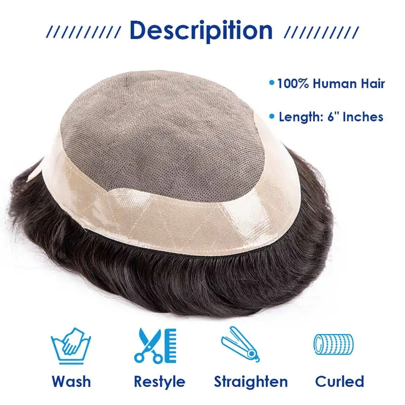 Human Hair Toupee Capillary Male Hair Prosthesis Mono Toupee Hair Men Durable Man Wig Natural Human Wig For Men Breathable Mens System