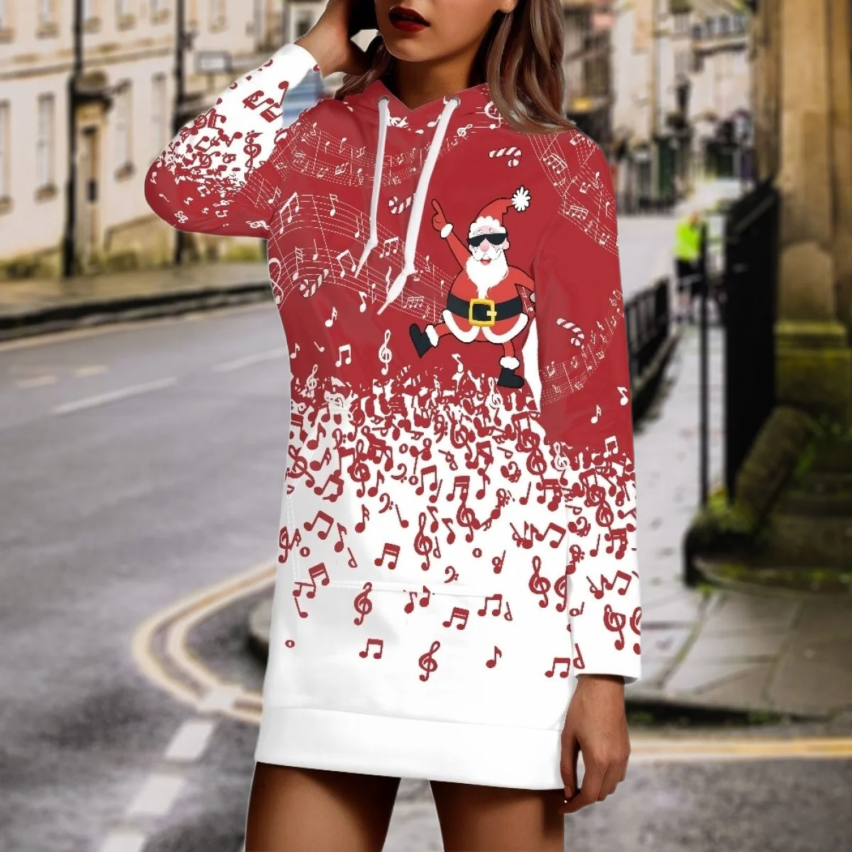 

Christmas Snowflakes Print Hoodie Autumn Winter Brand Trend Women's Fashion Casual Long Sleeve Streetwear Fashion Pullover Dress