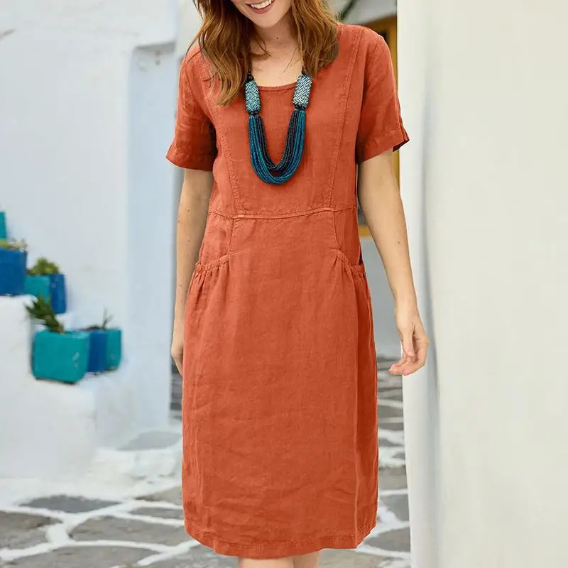 Cotton Linen Summer Dress for Women