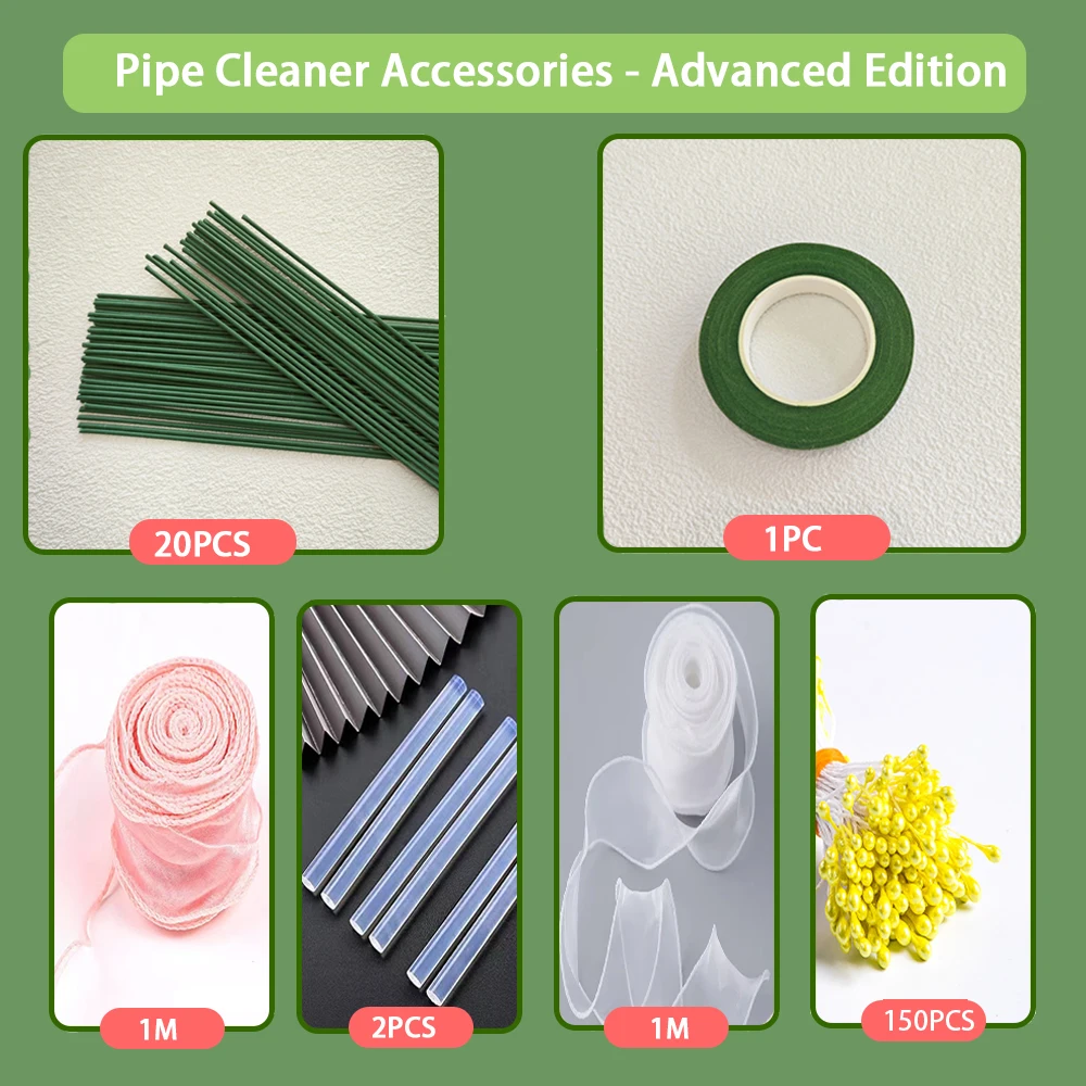 Pipe Cleaner Accessories Flower Pole Tape Wire Wrap Plastic Handmade diy bouquet wrapping paper material pack