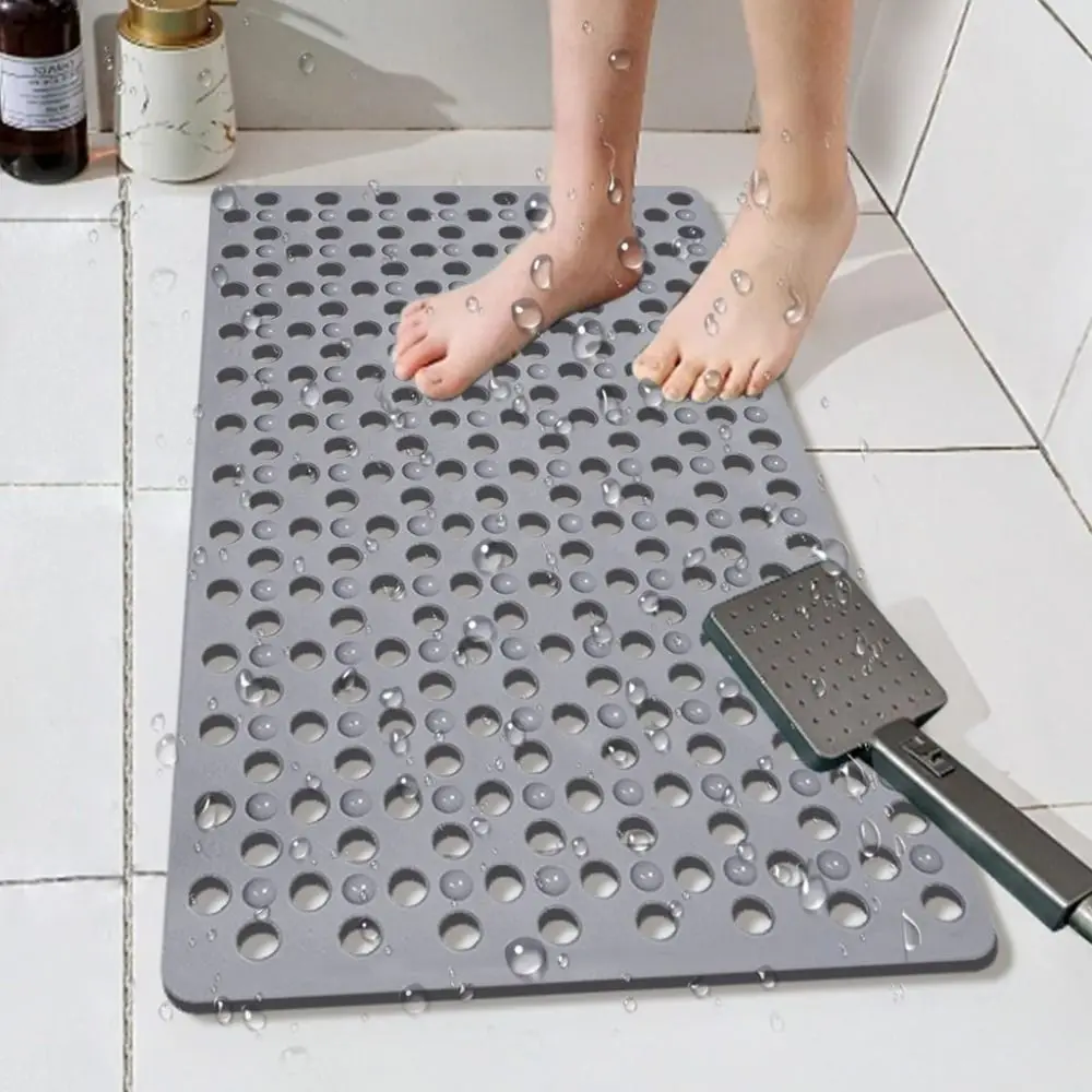 Rectangle Suction Cups Shower Stall Mat Drainage Holes Anti Slip Bathroom Mat Machine Washable Non-Slip Safety Bath Mat Toilet