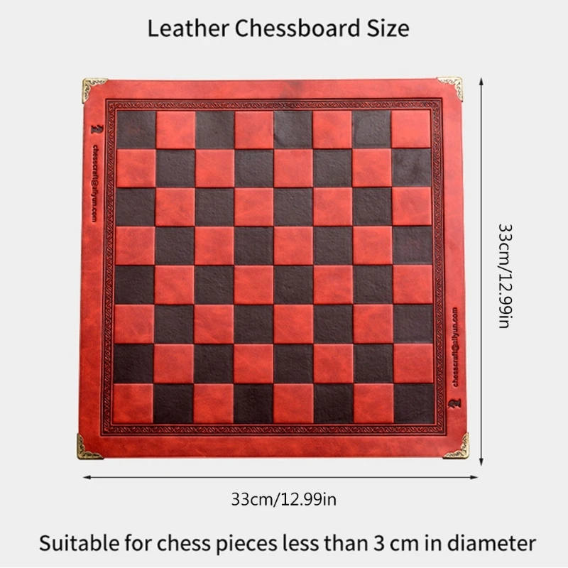 Embossed Design Roll Up Chess Board Portable PU Leather Chess Board Game Size Y1QE